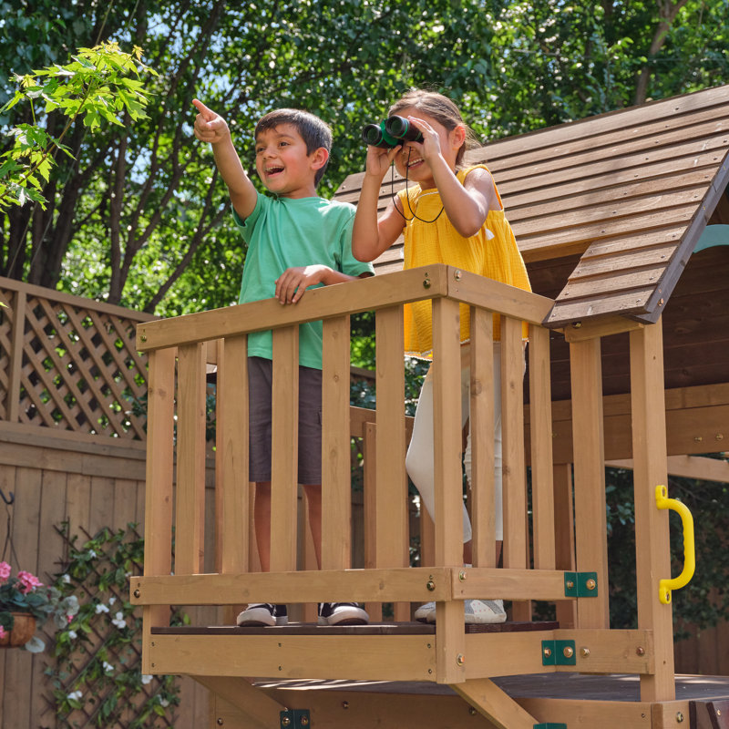 KidKraft Hangout Hideaway Clubhouse, Wooden Playset With Slide And